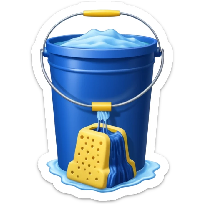 I want emoji with dark blue bucket that is filled with dtergent nd hace car wash sponge in yellow color sticker