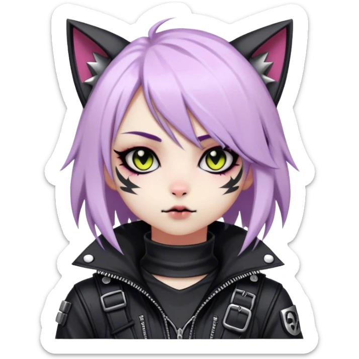 Edgy Kawaii Cute Cool Cartoon Anime Punk Techwear Gothic Catgirl sticker