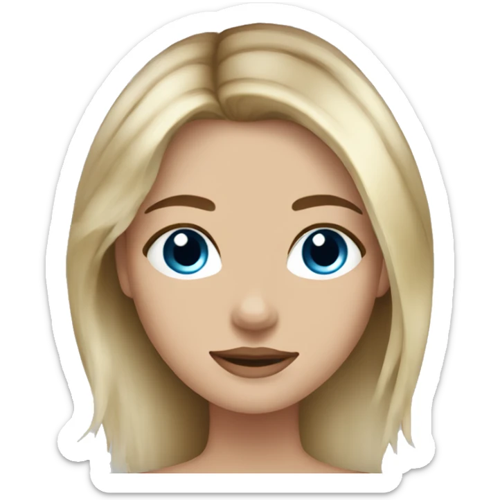 Girl with blue eyes hair balayage blonde and brown. Skinny hair long skin white  sticker