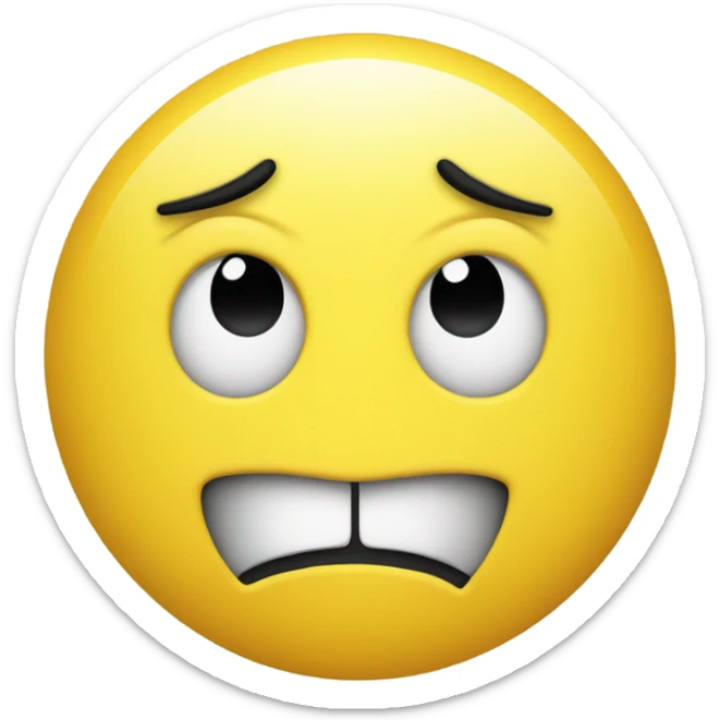 a close up of a yellow smiley face with a black hair, style of emoji, fear emoji, new emoji of biting your lip, emoji, frowning expression, sad emoji, confused facial expression, he looks like a human minion, frown, cynical face, confused expression, frowning, frown!, bored expression, discord emoji, funny emoji sticker