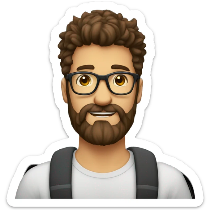 Homme cheveux brun barbe lunette  et on vois le bus je veux quon vois le haut du corp te sticker