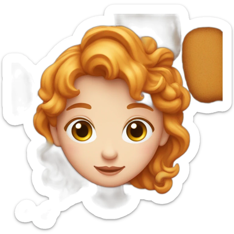 Un garçon amoureux d’une fille rousse qui lui apporte un plat de pâtes sticker