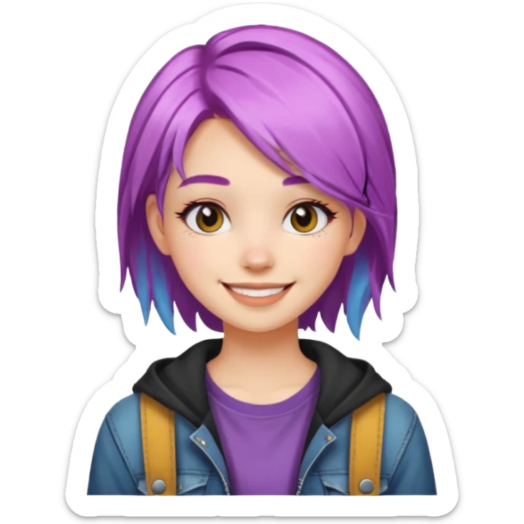 stylish teen girl and dyed her hair, grunge outfit sticker