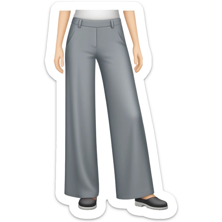 only gray wide leg pants, flat product photography, plain garment item isolated on white, no human elements, no limbs, just the pants sticker