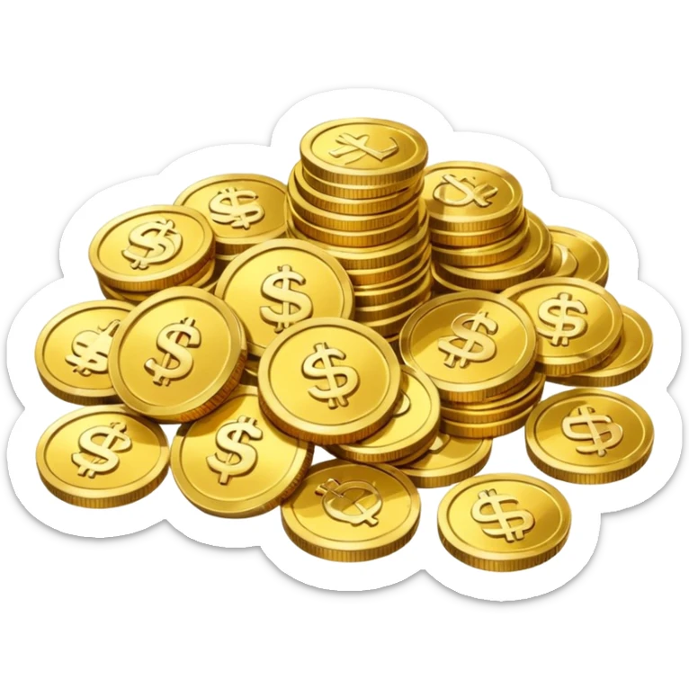 pile of gold coins and cash with Arabic motifs sticker