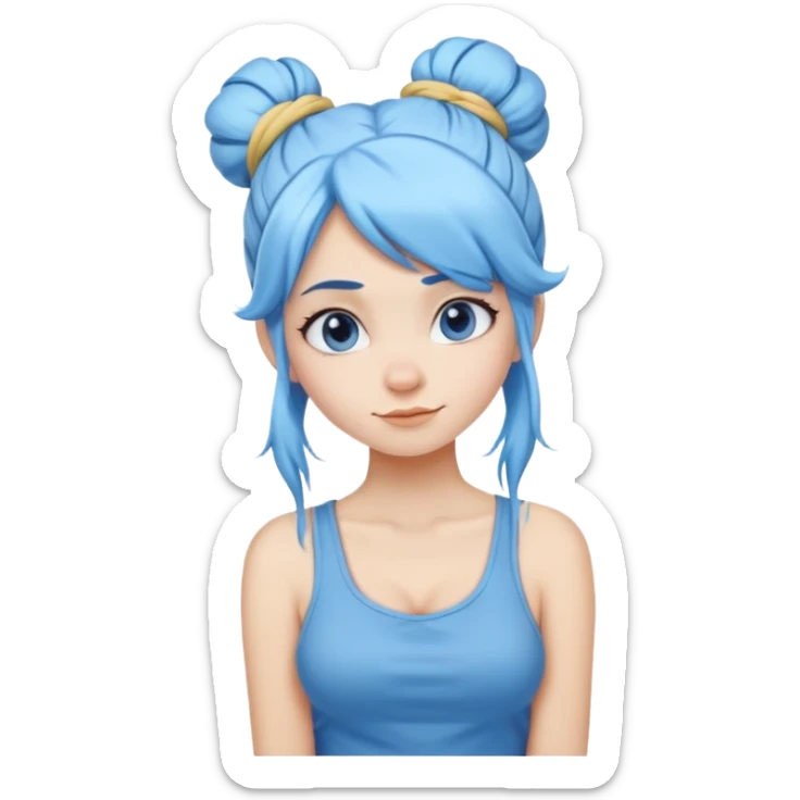 Female Smurf with sky blue hair long hair in a messy bun sticker