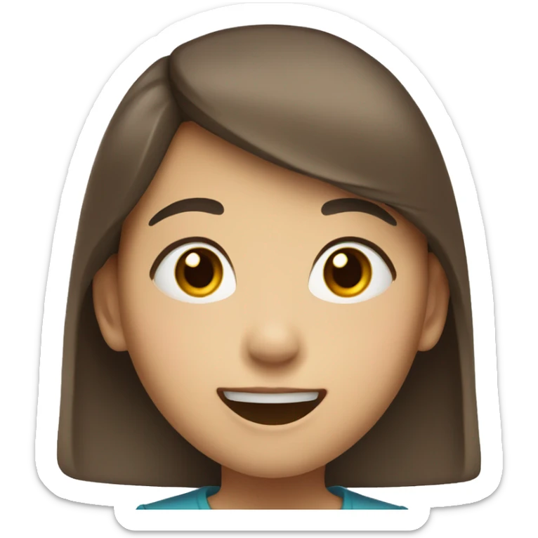 6 year old Chinese girl, brown hair, brown eyes, open-mouth smile sticker