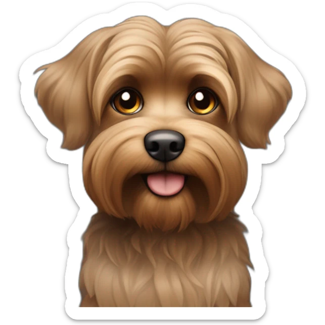 Perro peludo chico tipo yorki feo negro y café oscuro Pelo largo le tapa los ojos sticker