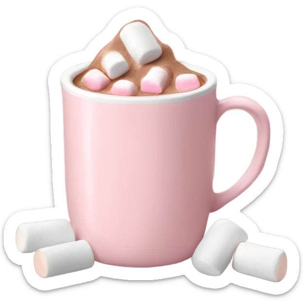 Light Pink mug of hot chocolate with marshmallows  sticker