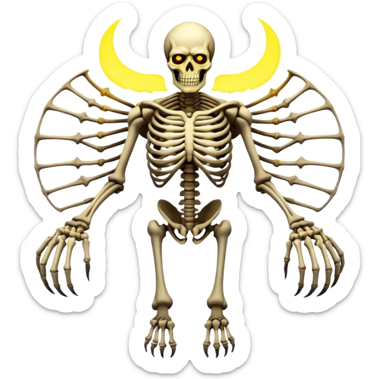 Eren Jeager's Founder Titan, skeletal giant with ribs showing, glowing eyes sticker