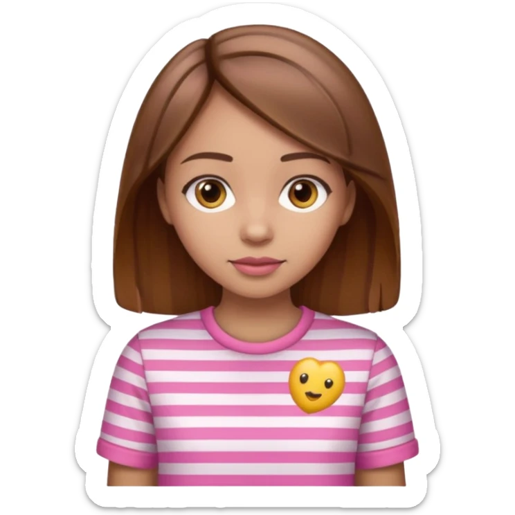 lightskin girl  pink and white striped shirt and brown hair  sticker