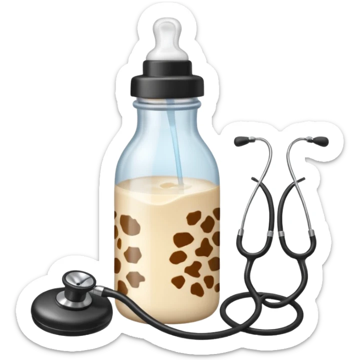 stethescope, baby bottle, cute baby scrapbooking paper animal print  sticker