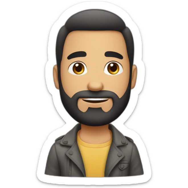 Jeune homme barbue avec des cheveux lisse  et court sticker