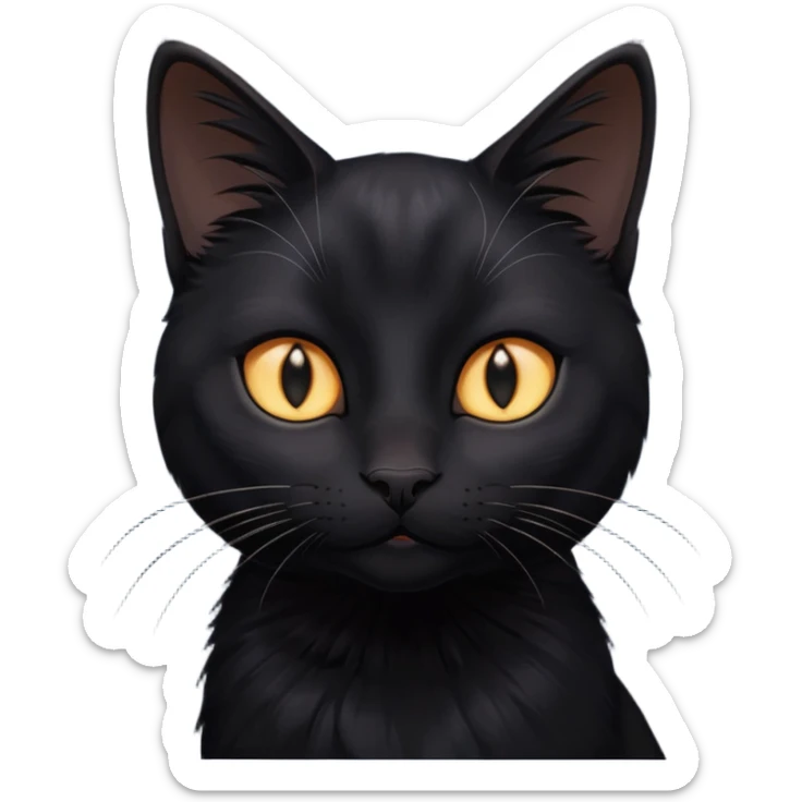 Solin wäre ein Kater mit nachtschwarzem, glänzendem Fell, kräftig gebaut und zugleich von seltener Eleganz. Sein Blick – tief und warm – scheint in die Seele zu führen, während seine Bewegung lautlos ist wie ein Schatten, der sich still an die Seite schmiegt.ihn nichts auf der Welt erschüttern. sticker