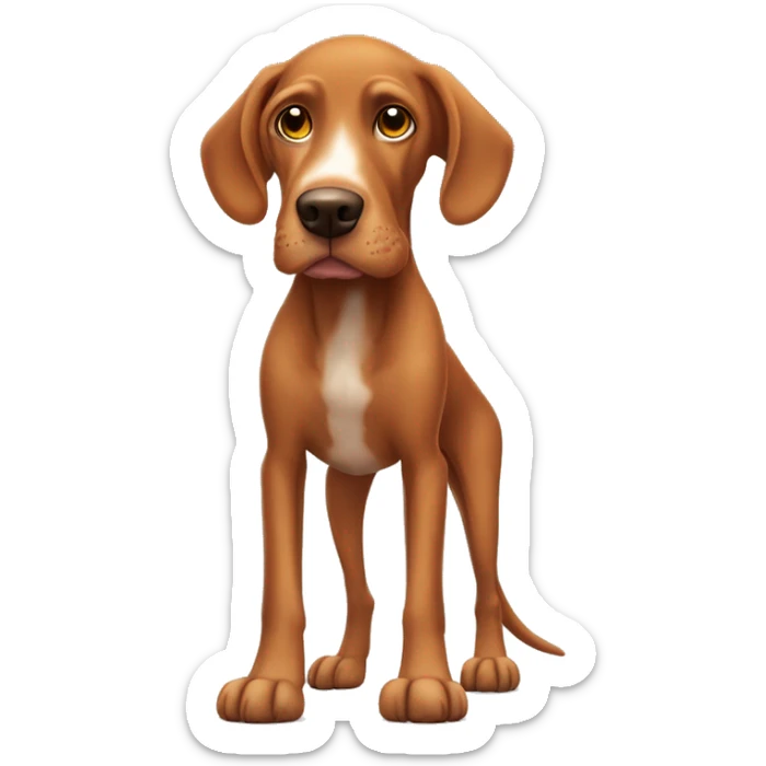 old adult vizsla aged whitened snowy flecked blended white snout and paws high tail standing  sticker