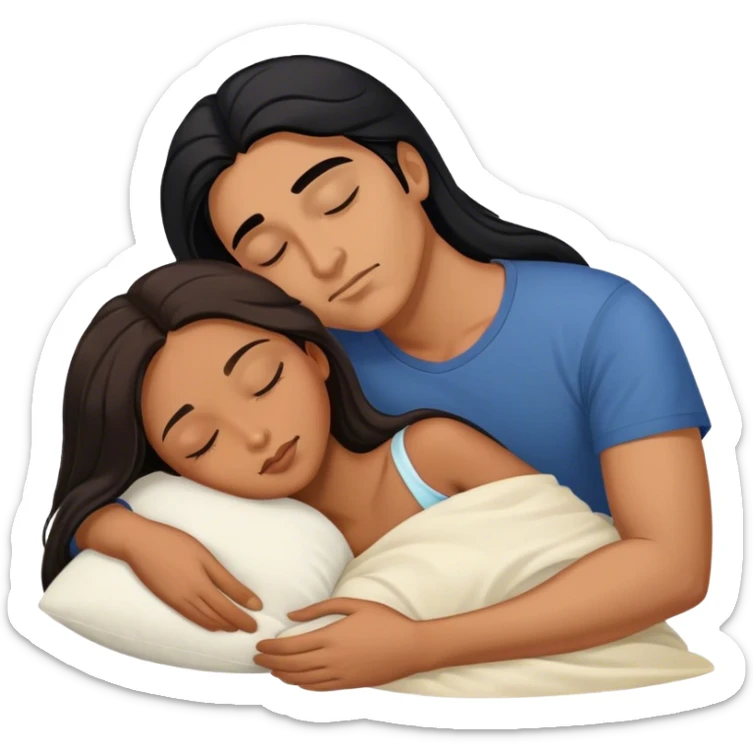 Caramel color latino Guy with long black hair sleeping with brown hair Filipina sticker