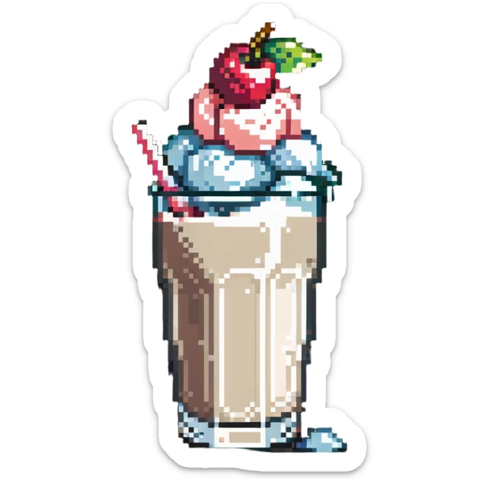 cream soda with a scoop of ice cream and a cherry on top sticker