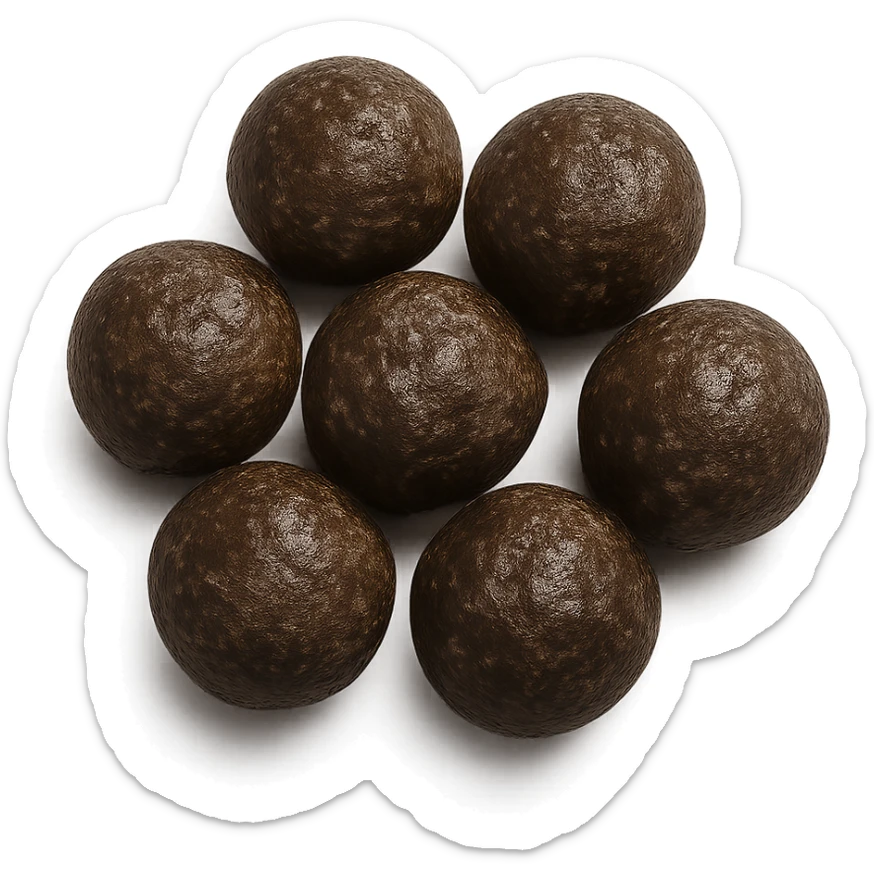 feci di animale a palline viste dall'alto, iperrealistico 4k sticker