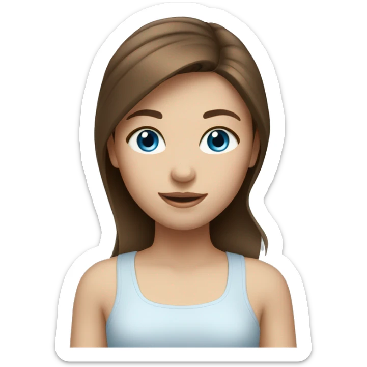 a girl with brown hair and blue eyes sticker