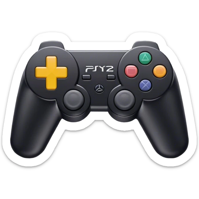 Clash of Clans aesthetic: Cinematic Playful PlayStation 2 Slim Portrait Emoji, rendered in a 3D vector-style similar to standard emojis with minimal shading and bold, simplified shapes. A compact, distinct form with signature details, softly glowing with a cutting-edge console technology charm. Simplified yet unmistakably iconic, highly detailed and consistent, glowing with a soft radiance and high shine. Stylized with a touch of technological advancement and a soft glowing outline, capturing the essence of a beloved gaming relic with a friendly, playful manner! sticker