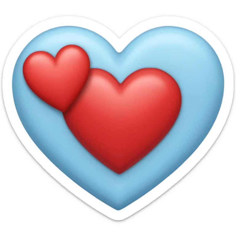 Crea un emoji de corazon que una mitad sea celeste y la otra blanca y en la unión de los colores que este difuminado sticker