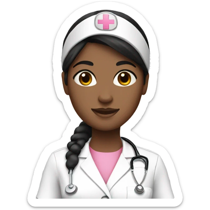  1 Nurse ,white woman, black hair ,pink scrubs  sticker