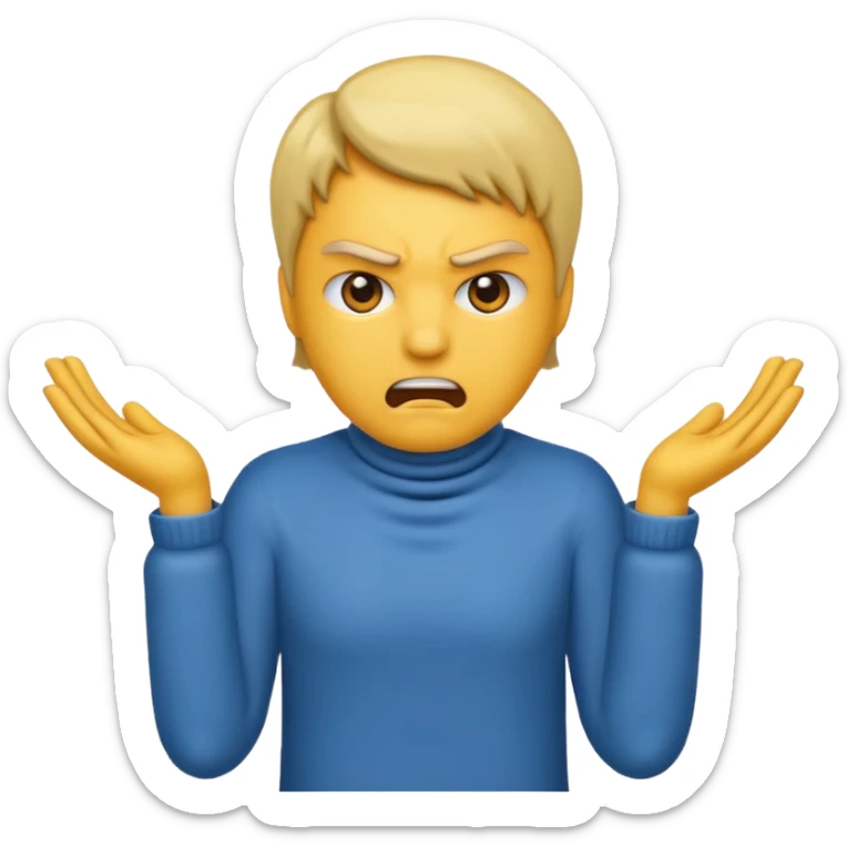 I want an emoji of a person with two hands around their neck and making like an angry face sticker