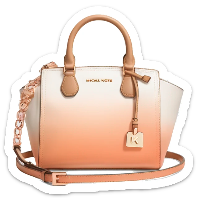Realistic cream to peach ombre michael kors satchel purse with rose gold hardware. sticker
