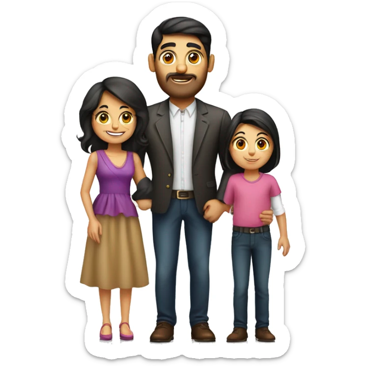 emoji Armenian family with young fancy  mom, young fancy bold  dad, kid girl sticker