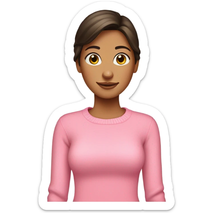 Brunette girl who is slightly tanned and is wearing a pink sweater  sticker