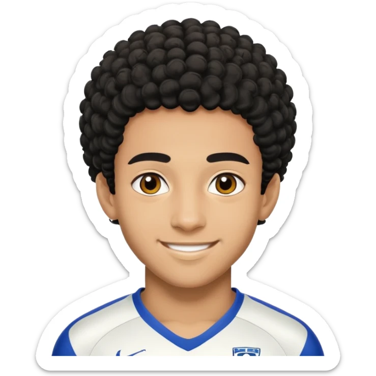 portrait of Lamine Yamal, young footballer, short curly hair, smiling sticker
