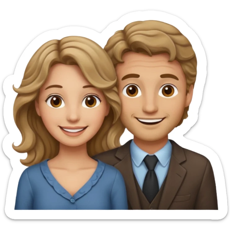 Married couple male dirty blonde hair and female brown wavy hair sticker