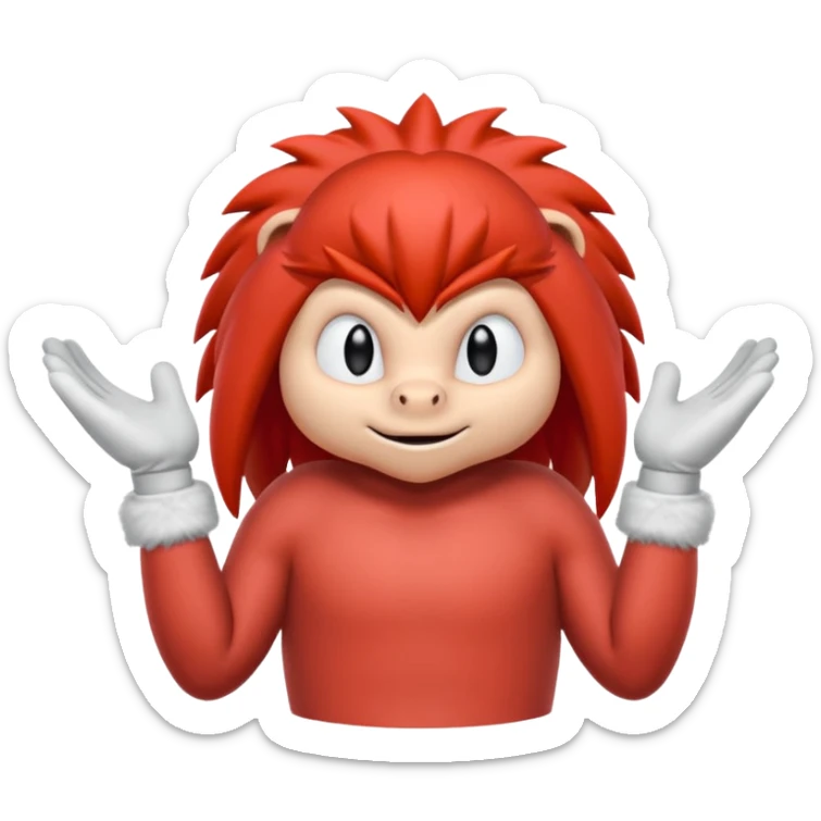 Sonic the hedgehogs friend knuckles a red animal with peach arms and white gloves sticker