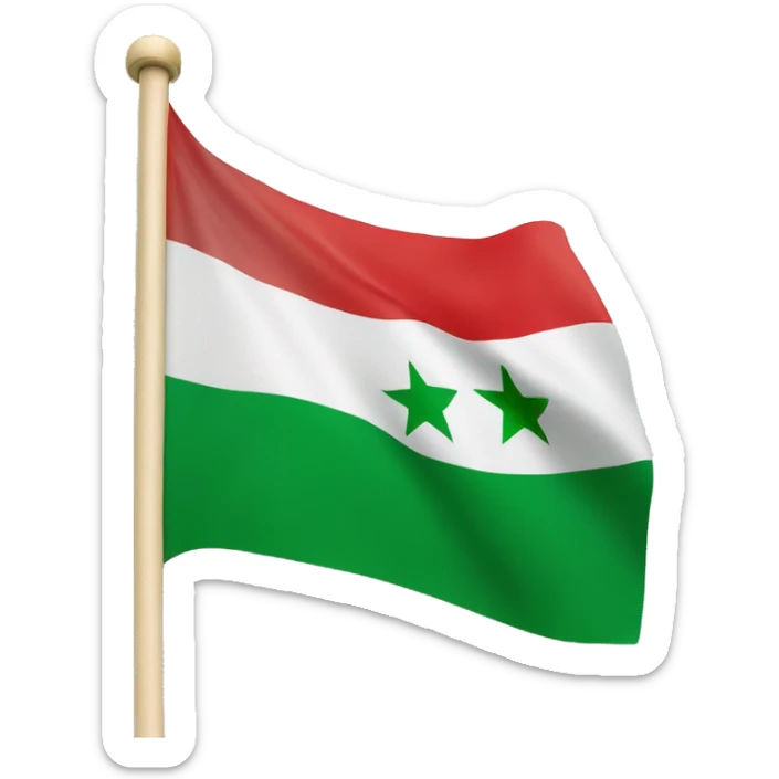 Syrian flag but instead of the red on top green and instead of 2 stars 3 in red sticker