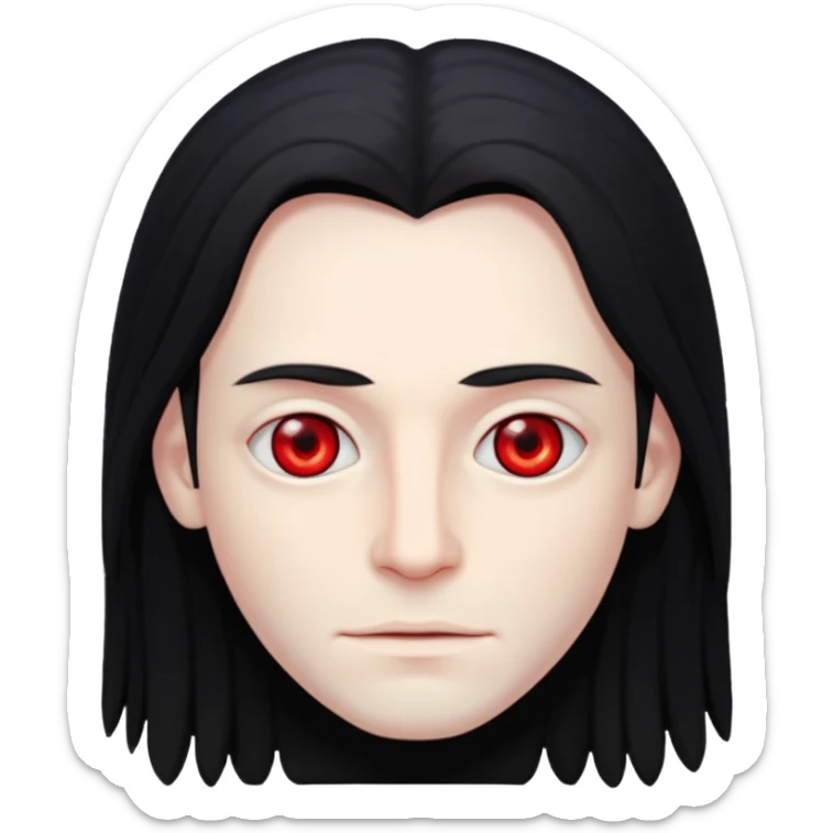 Мужчина с черными длинными волосами, и красными глазами  sticker