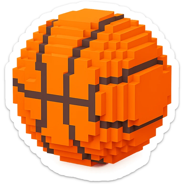 A monochromatic and sleek voxel-style basketball sticker