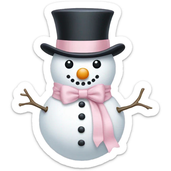 snowman with a pale pink bow sticker