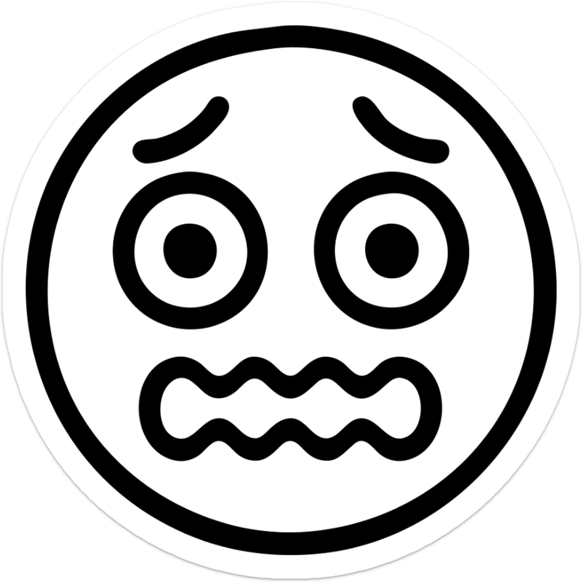 icon style emoji showing fear and anxiety, trembling mouth, big eyes sticker