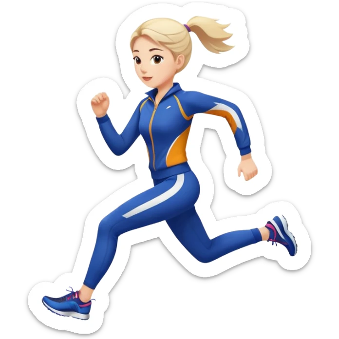 Beautiful girl with fair skin wearing sports suit running sticker