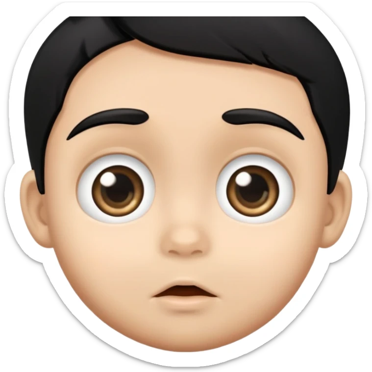 Baby boy face with big eyes, medium skin tone, and black hair sticker