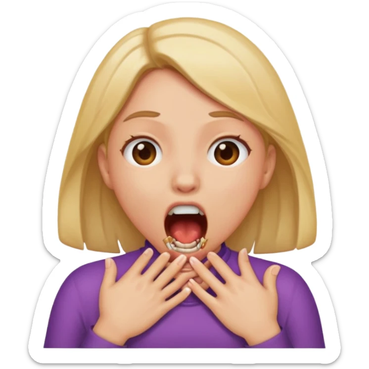 make me an emoji with a girl chocking herself out with her mouth open  sticker