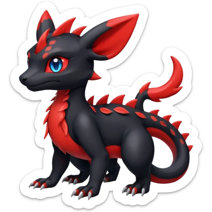Cute Shiny Guilmon-Salandit-Umbreon-Fakémon-hybrid-creature (full body)  sticker