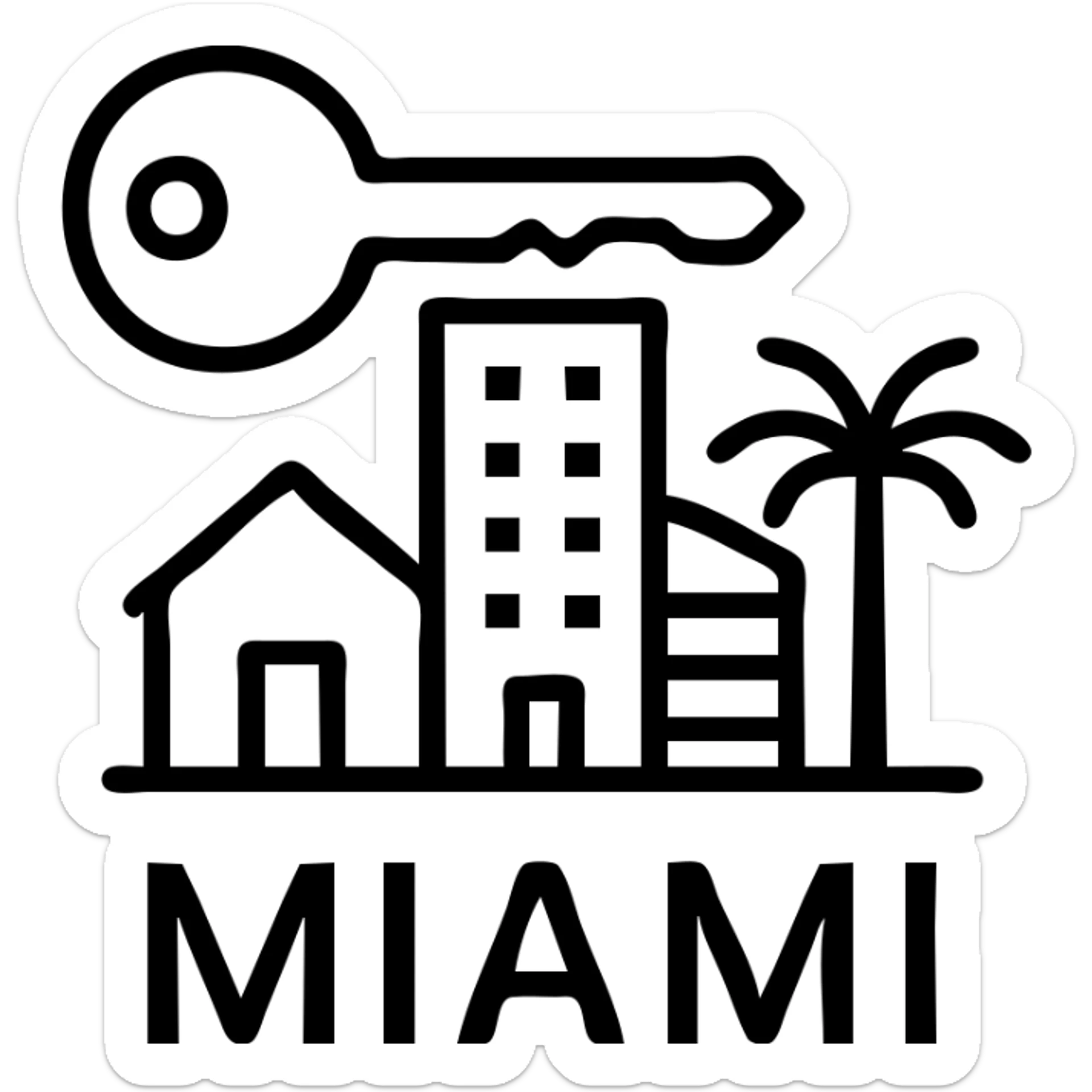 Ícono de real estate que refleje que contamos con acceso real al mercado inmobiliario de Miami: Desde propiedades off-market hasta alianzas directas con desarrolladores de lujo. sticker