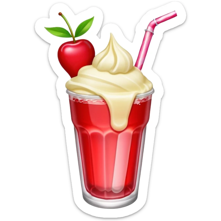  Neon cream soda with scoop of vanilla and cherry on top, straw sticking out  sticker