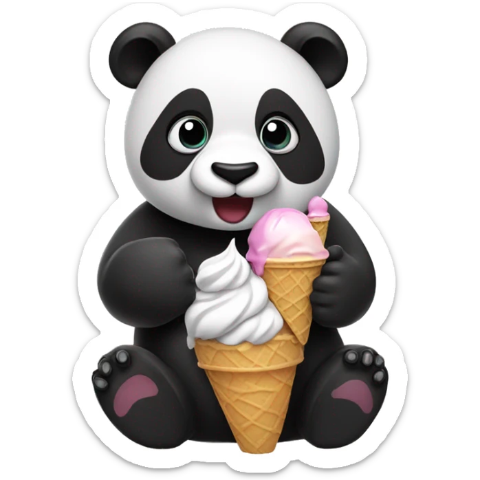 Panda eating ice cream sticker