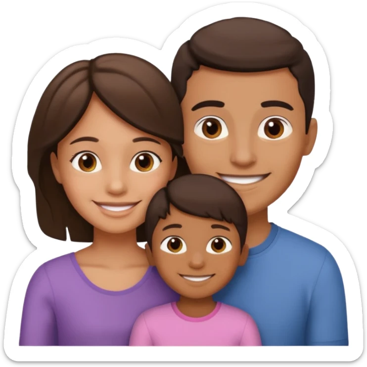 a young brown boy and a very little girl with their mother sticker