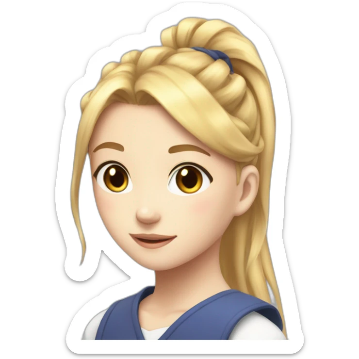 anime-inspired young girl with radiant golden blonde hair tied in a ponytail sticker