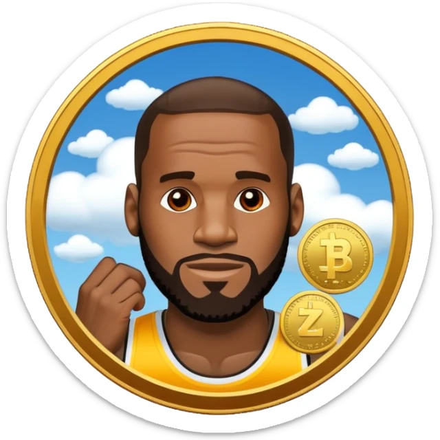 lebron james coin emoji   and text on the coin niggas in the sky  sticker