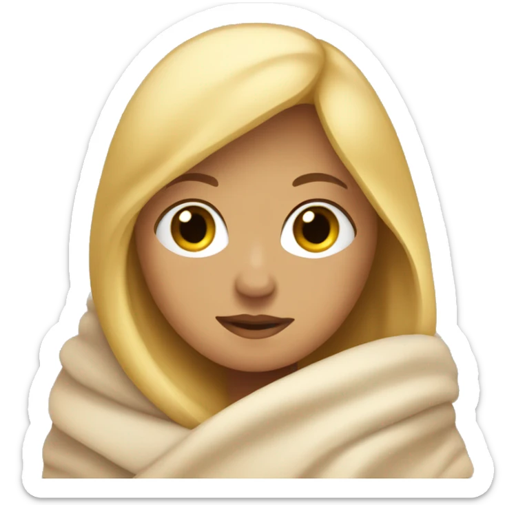 cozy tanned blonde hair person snuggled in blanket sticker