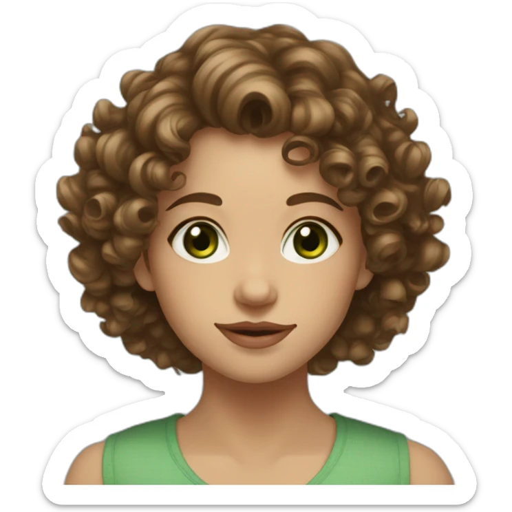 portrait of midle easten curly girl with brown hair and green eyes sticker
